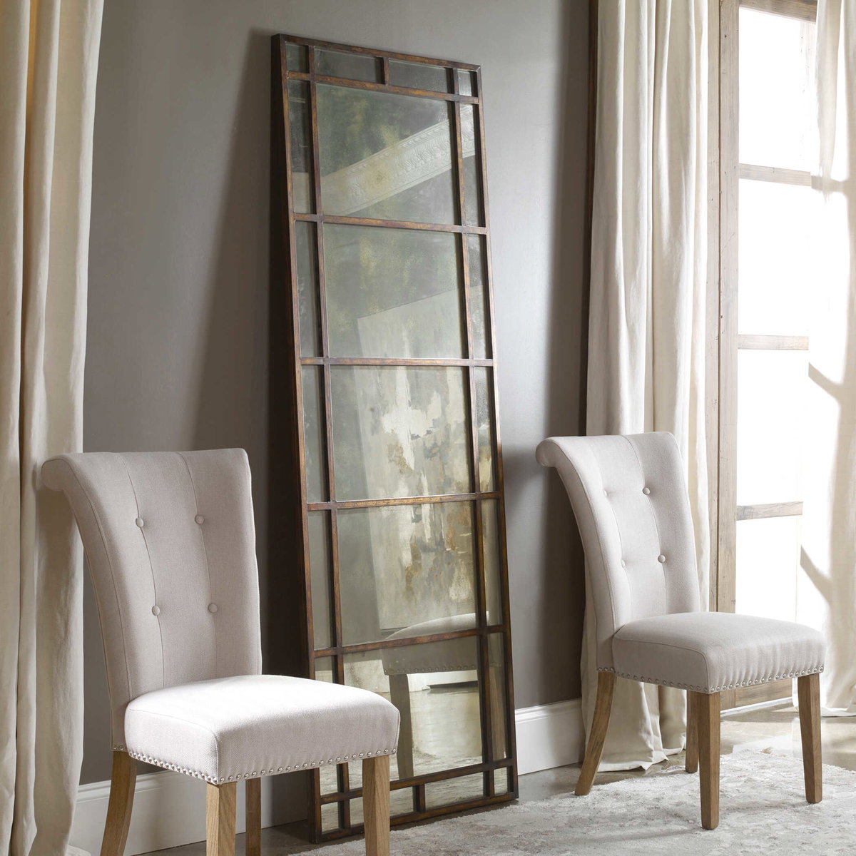 Avidan Antique Bronze Mirror, by Uttermost, 28.5" width x 79.37" height x 1.12" depth View 6
