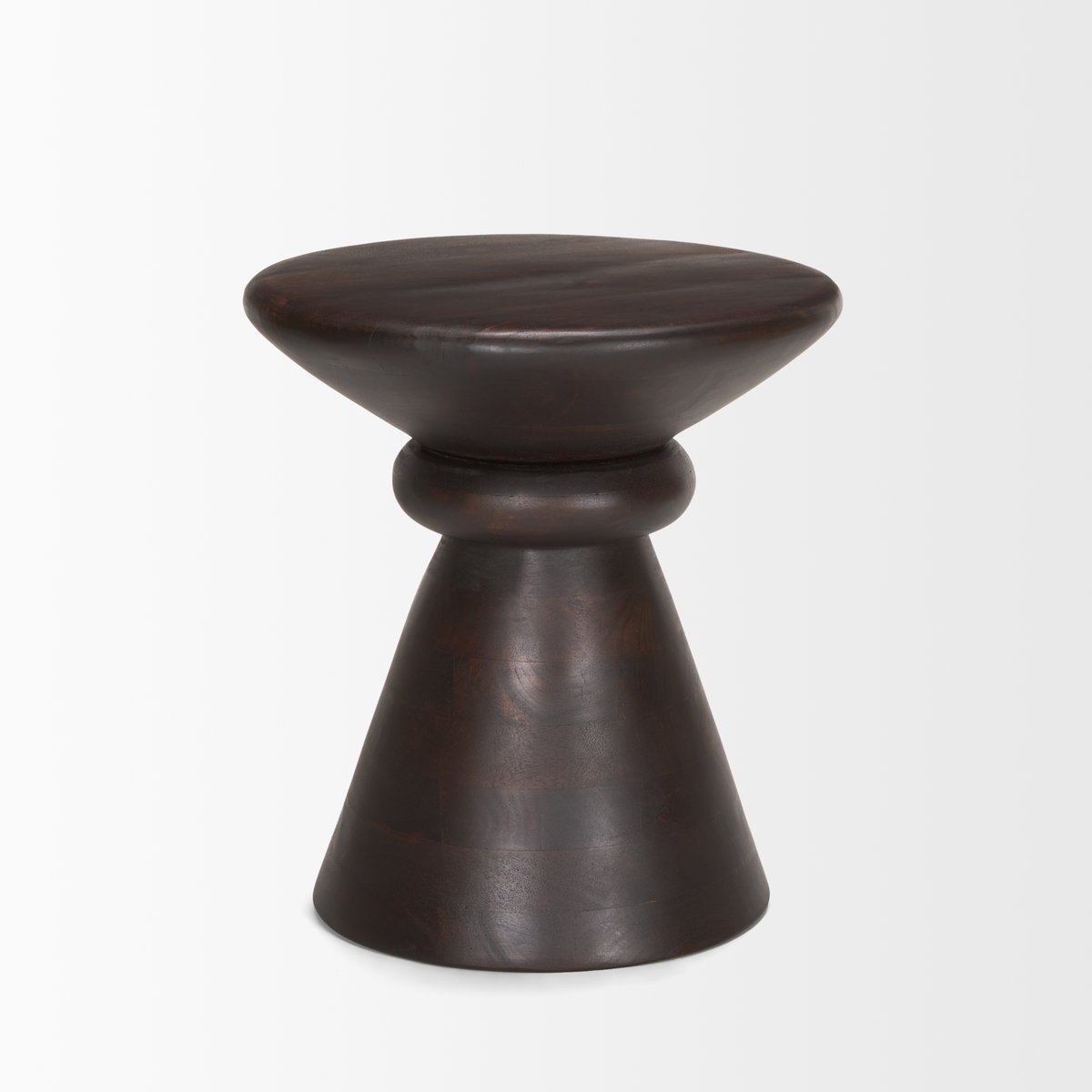 Palmera Dark Brown Wood Pedestal Accent Table, Side & End Table by Mercana, 16" length x 16" width x 17.5" height View 4