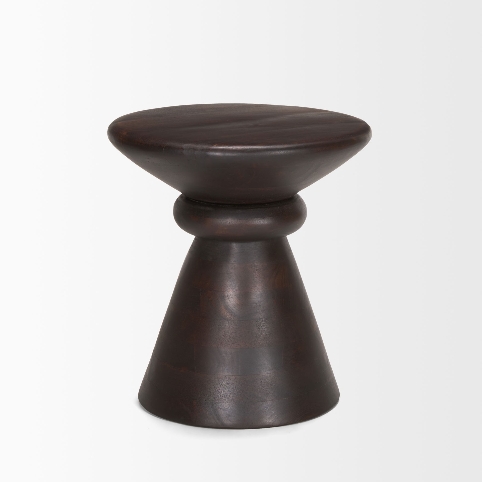 Palmera Dark Brown Wood Pedestal Accent Table large image 