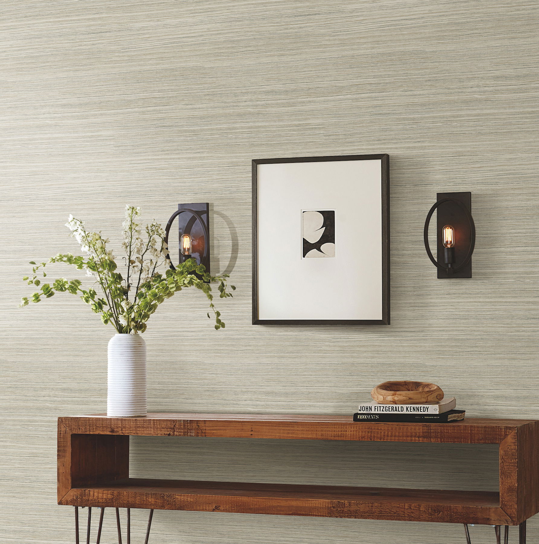 Cattail Weave Brown Peel & Stick Wallpaper large image 