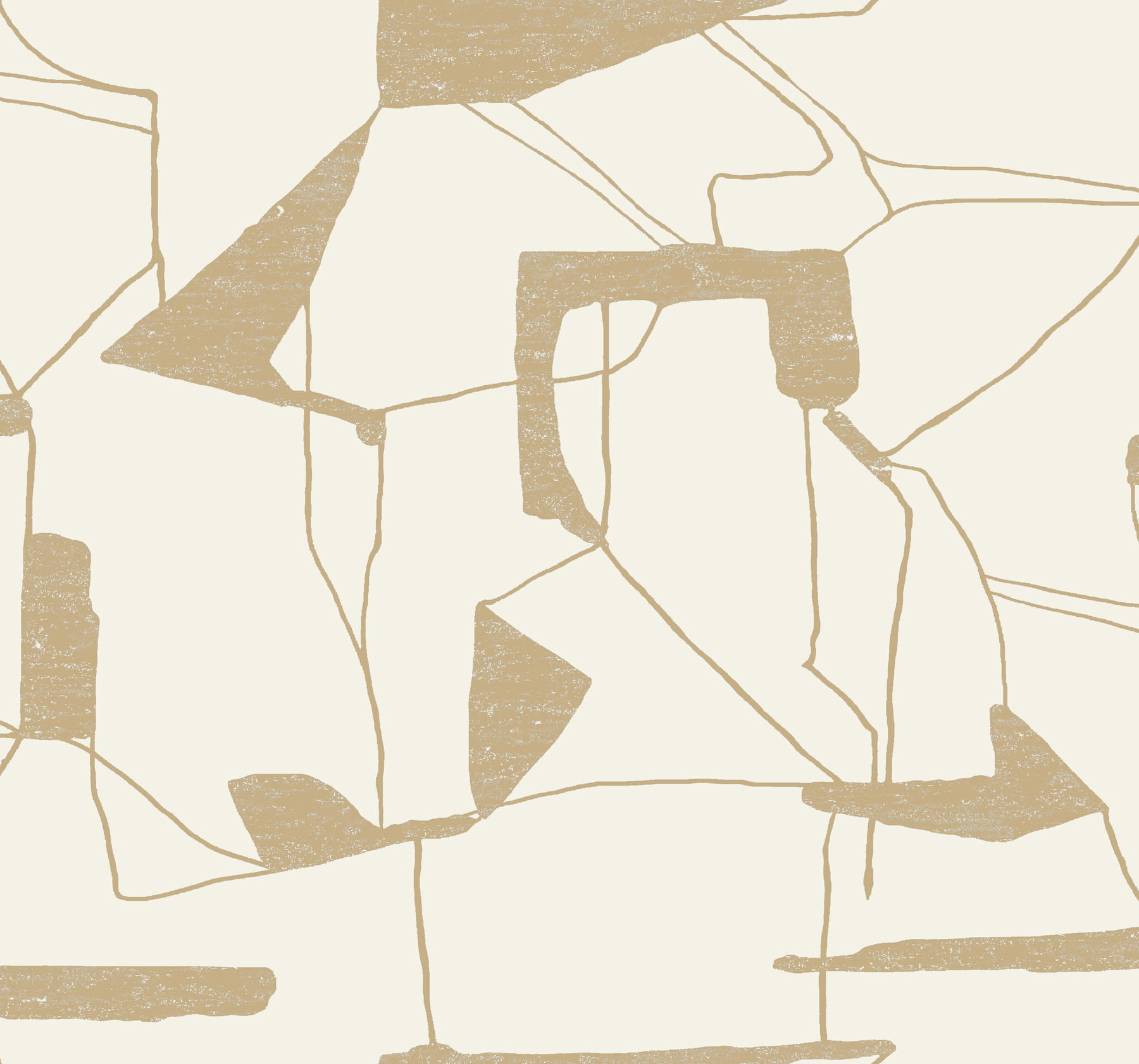 Abstract Geo Cream & Gold Wallpaper large image 