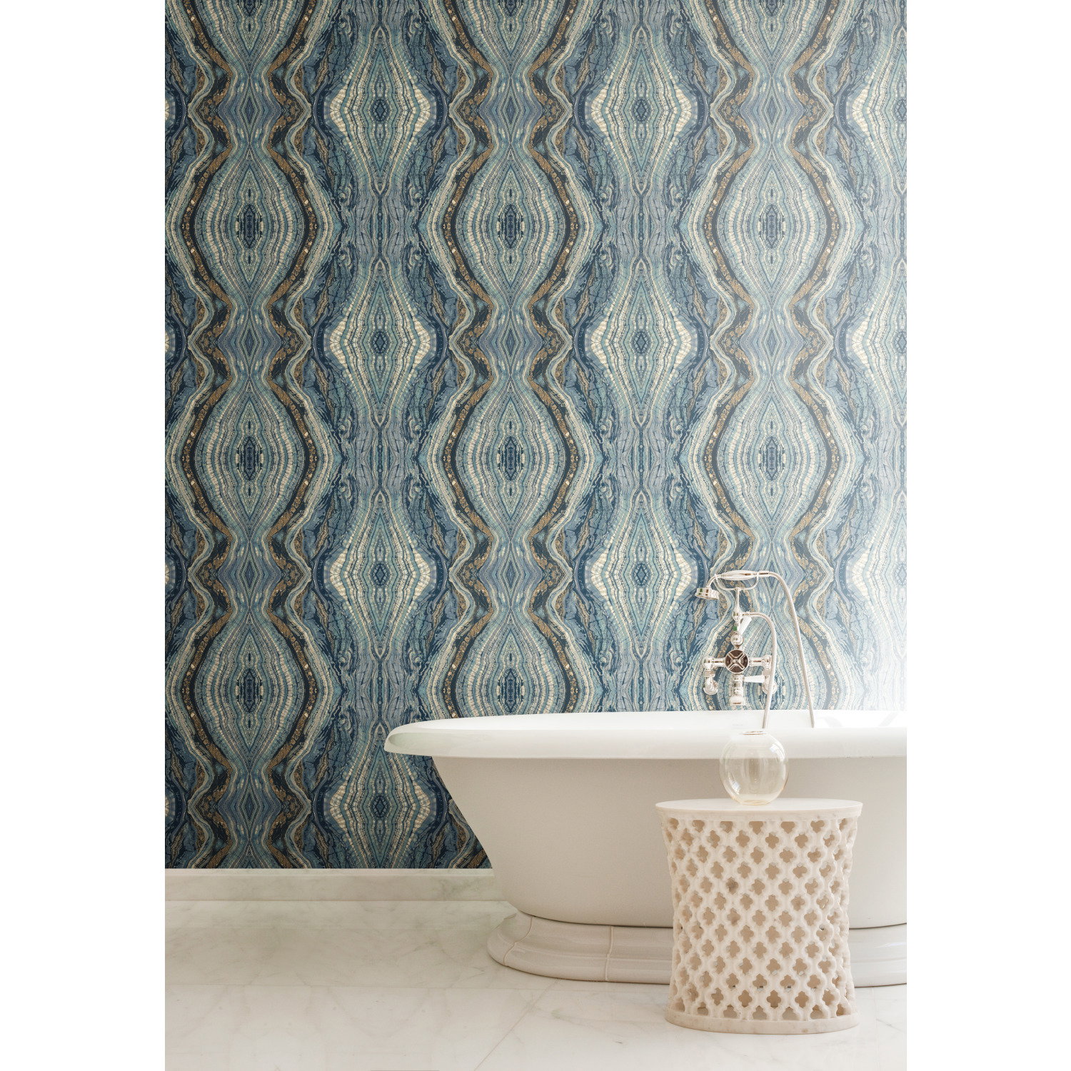 Kaleidoscope Blue Wallpaper, by York Wall, 27' length x 2'3" width x 0.02" depth View 9