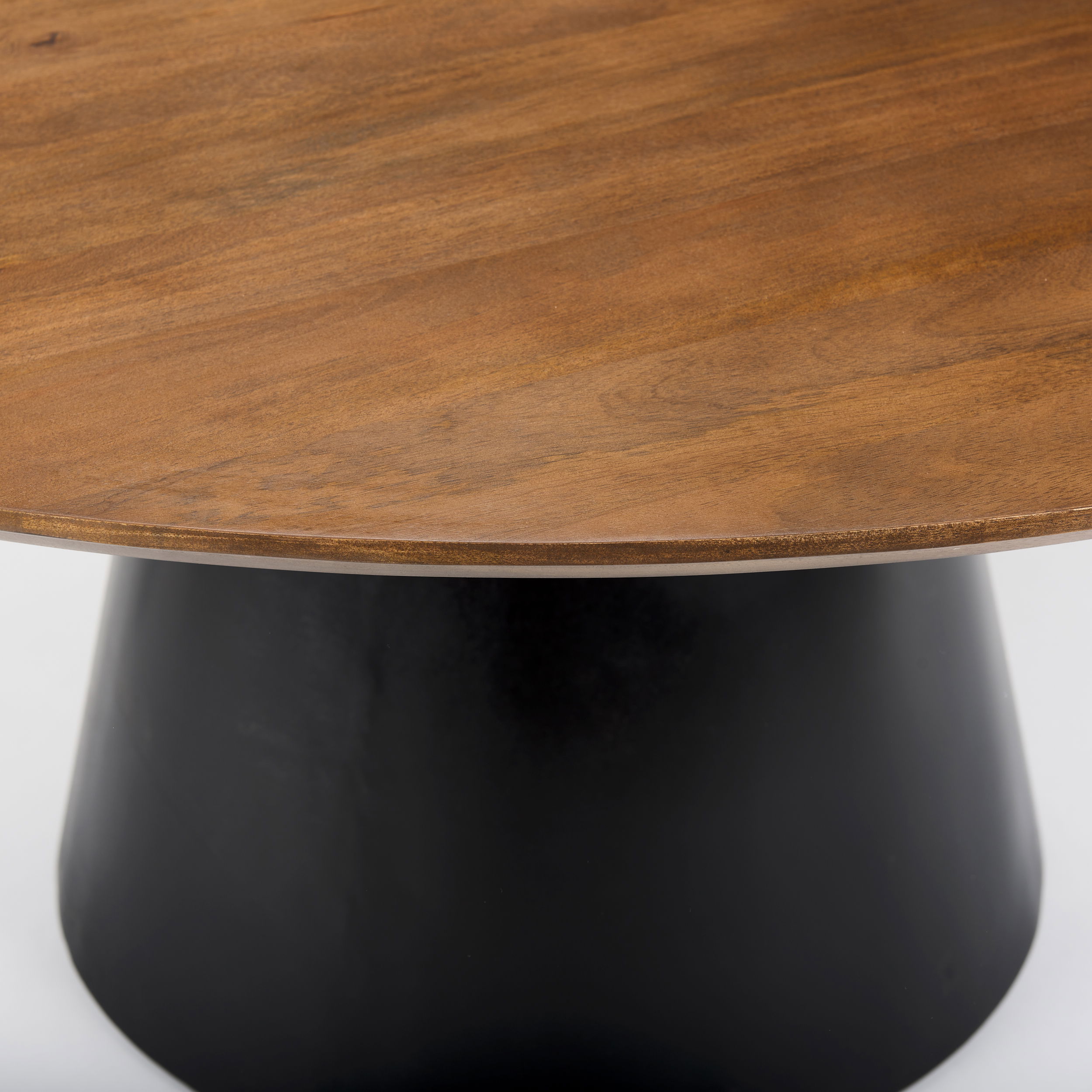 Mitchell Black Metal Pedestal Base with Brown Wood Top Dining Table 63.0L x 63.0W x 30.0H, by Mercana, 63" length x 63" width x 31" height View 4