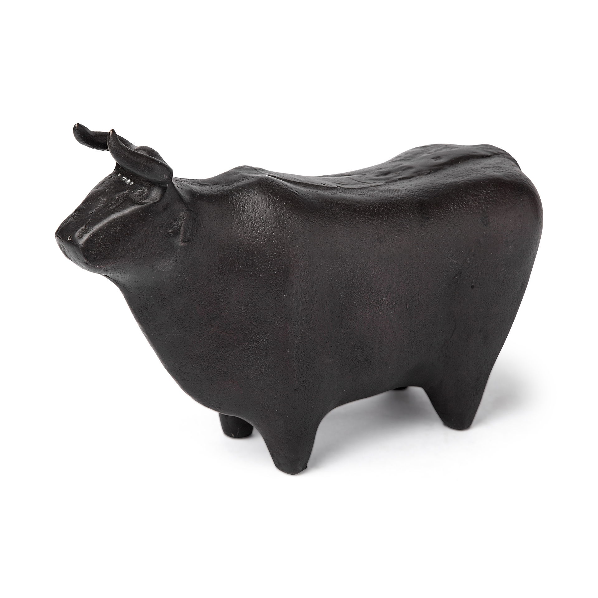 Taurus II 9L x 4W Black Cast Aluminum Bull Decorative Object, by Mercana, 9" length x 4" width x 6" height View 1