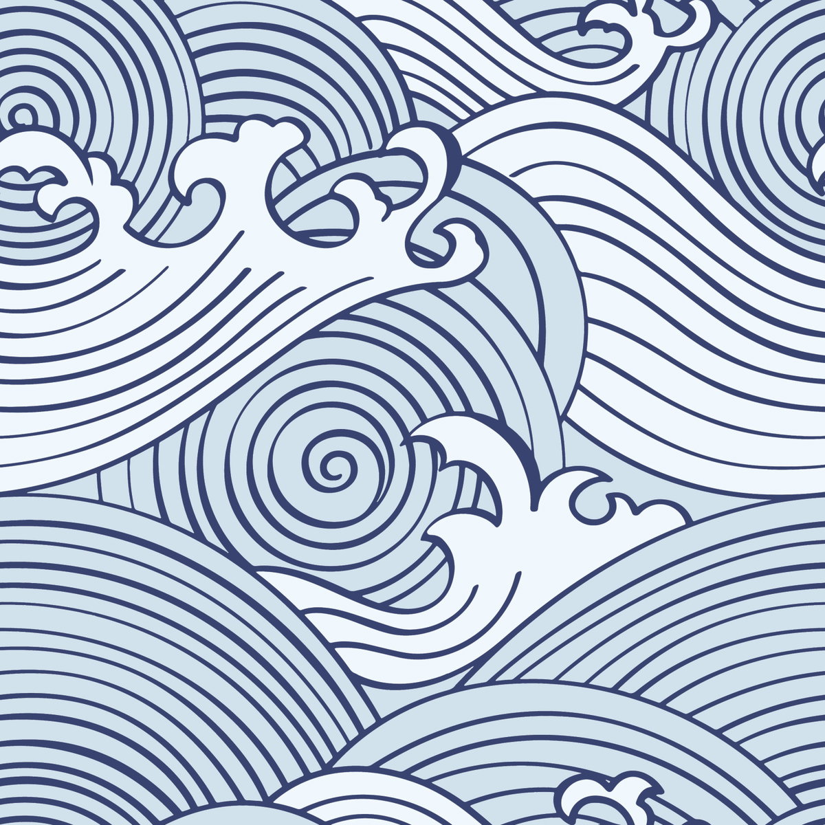 Asian Waves Blue Peel & Stick Wallpaper, by York Wall, 18'10.8" length x 1'6" width x 0.02" depth