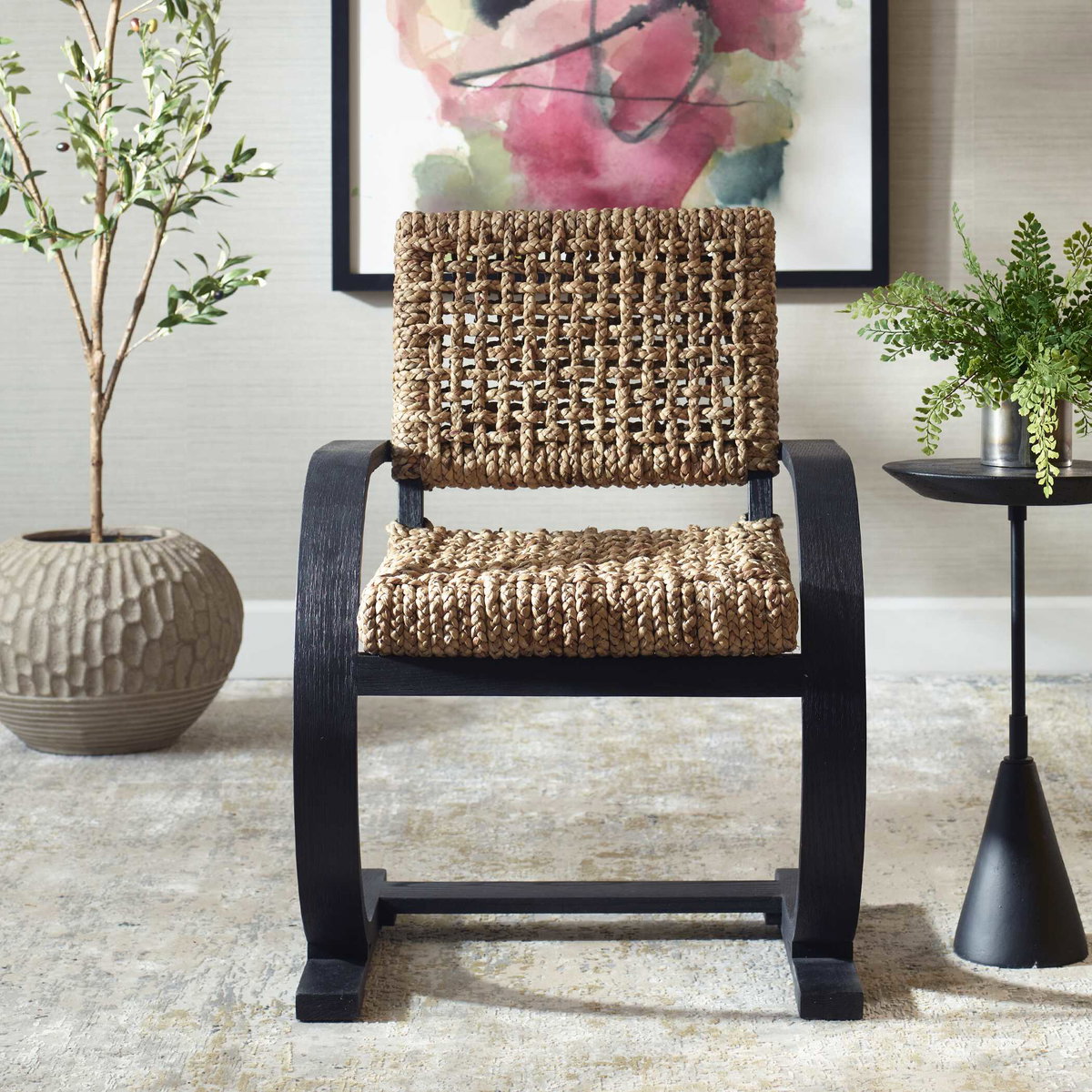 Rehema Black Dining Chair, by Uttermost, 24.5" width x 37.8" height x 25" depth View 4