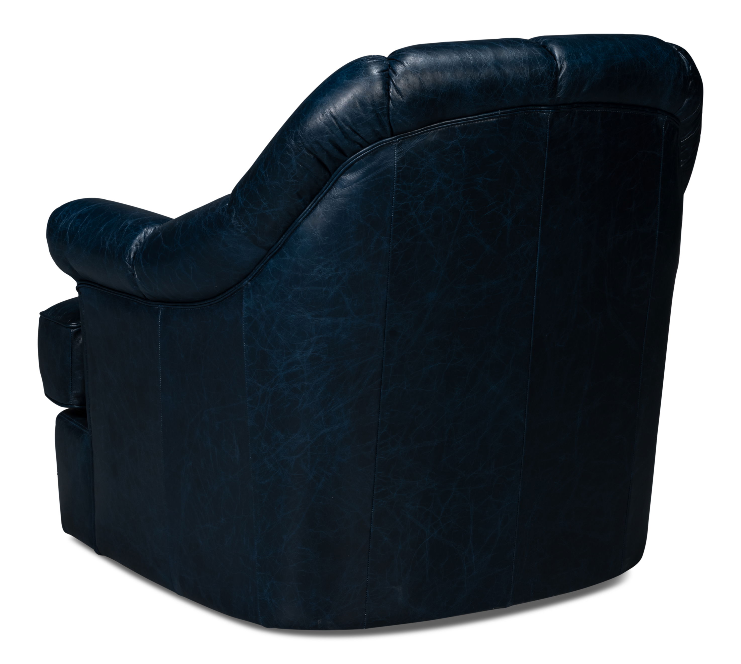 Scoth Swivel Chair In Distilled Lthr,Blu, Seating by Sarreid, 35" length x 39" width x 35" height View 11