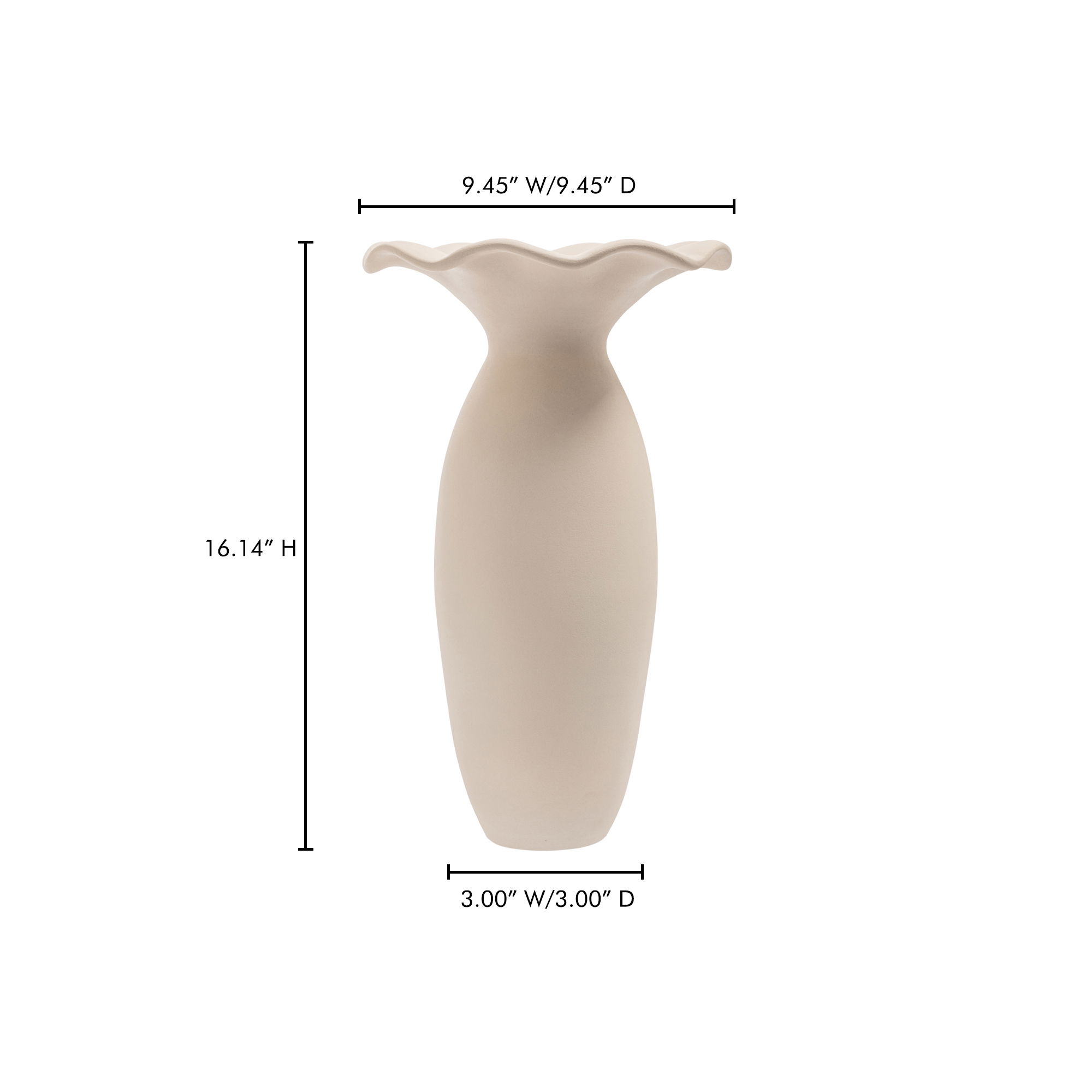 Ruffle 16in Decorative Vessel Ecru large image 