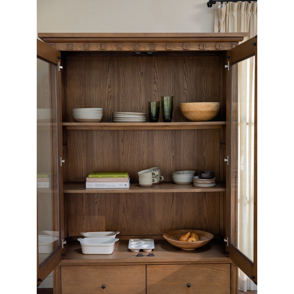 Lillian Tall Cabinet Brown, Cabinets & Sideboard by Moe's Home, 52" width x 74.4" height x 22.4" depth View 11