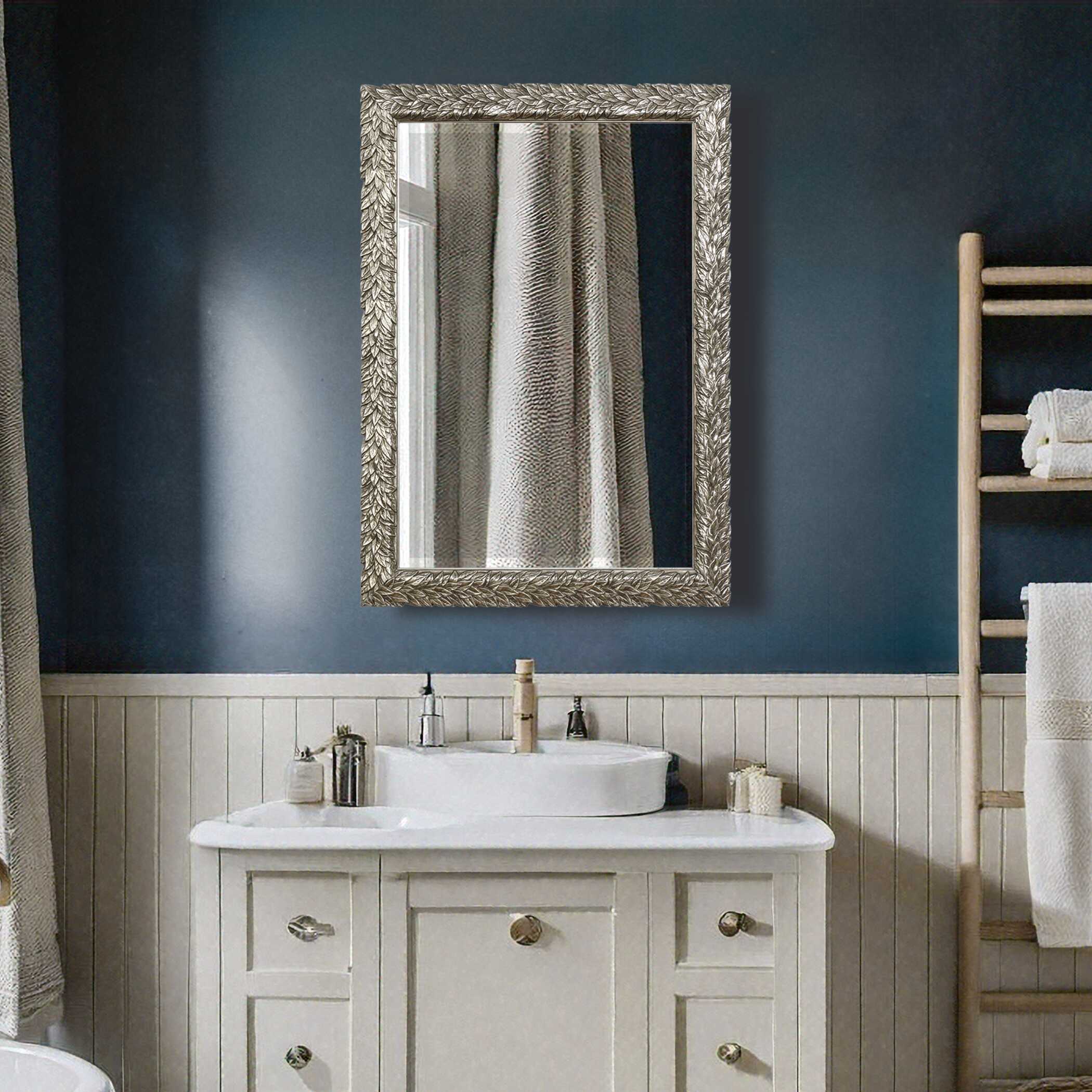 Evelina Silver Leaves Mirror, by Uttermost, 24.62" width x 34.62" height x 1" depth View 2