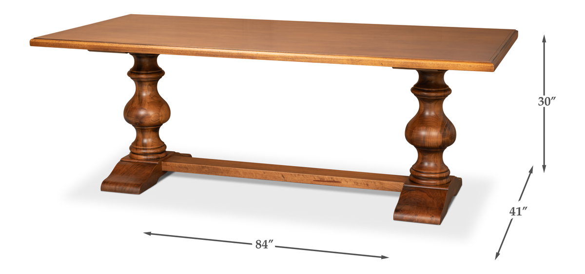 Lionisio Trestle Table  Noce Antica, by Sarreid, 3'5" length x 7' width x 2'6" height View 12
