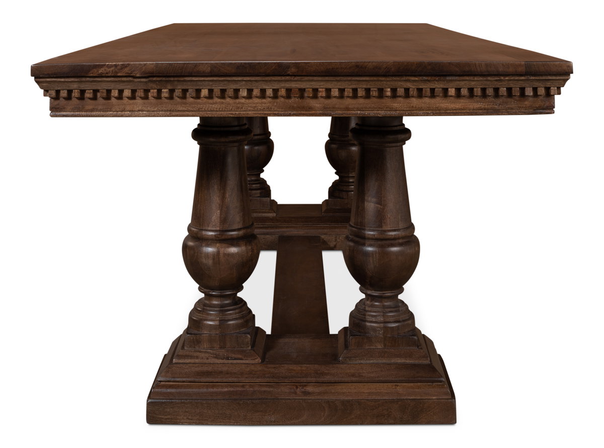 Joshua Pedestal Dining Table, by Sarreid, 3'6" length x 8' width x 2'7" height View 3