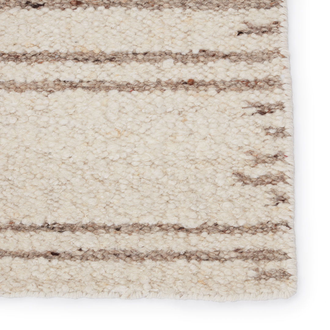 Mendoza Striped Handwoven Wool Cream Area Rug large image 