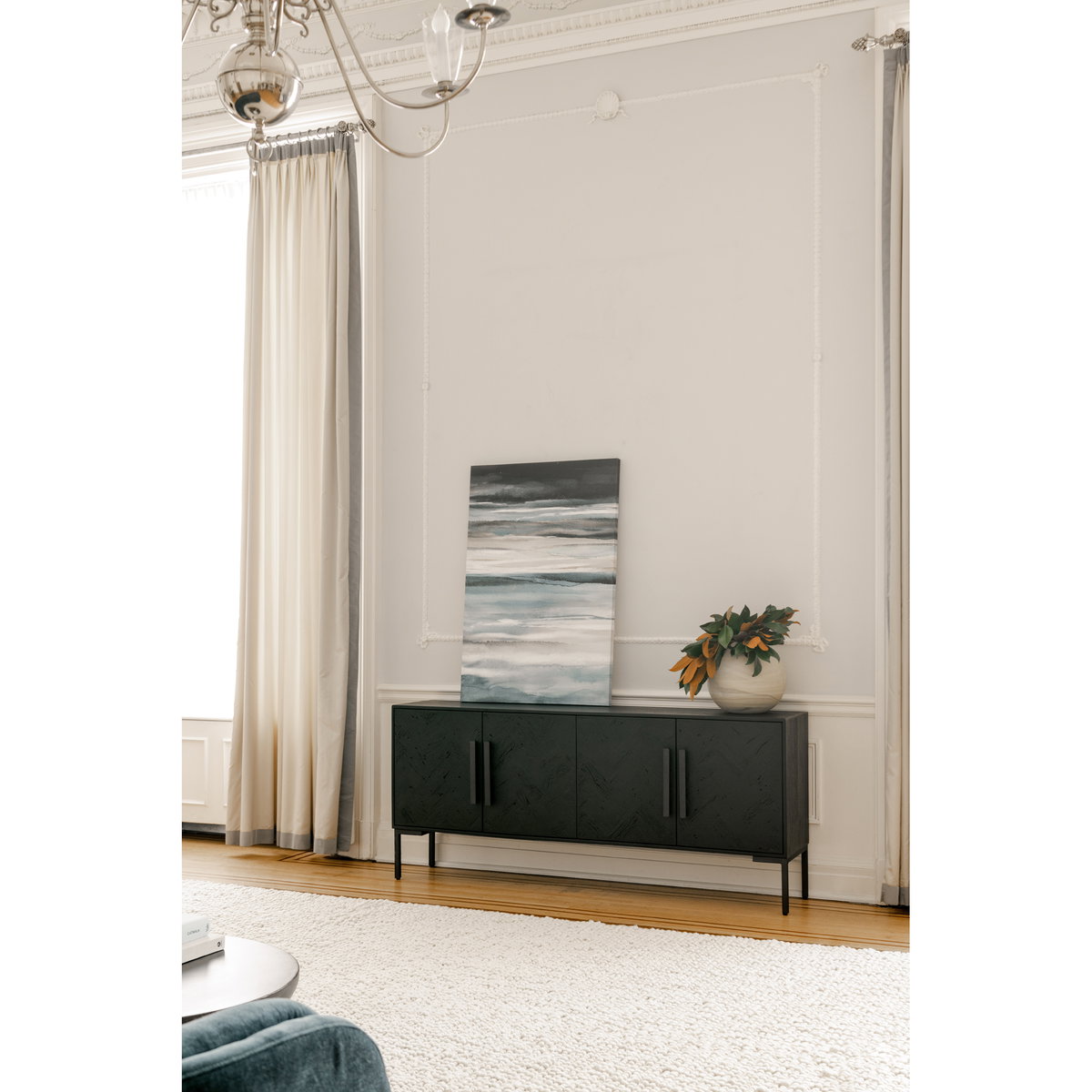 Fishbone Sideboard Black, Cabinets & Sideboard by Moe's Home, 77" width x 33.5" height x 16" depth View 5