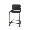 Berbick Backless 38in Seat Counter Stool | Black Leather with Gray Metal, Counter & Bar Stool by Mercana, 20.5" length x 24.8" width x 39" height thumbnail 1