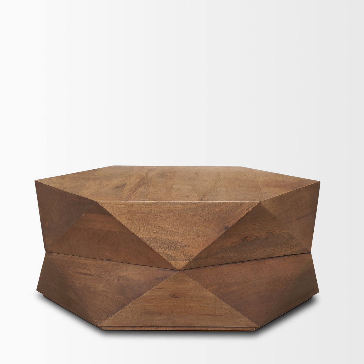 Arreto 36' Hexagonal Hinged Solid Wood Top and Base Coffee Table, by Mercana, 36" length x 36" width x 15" height View 6