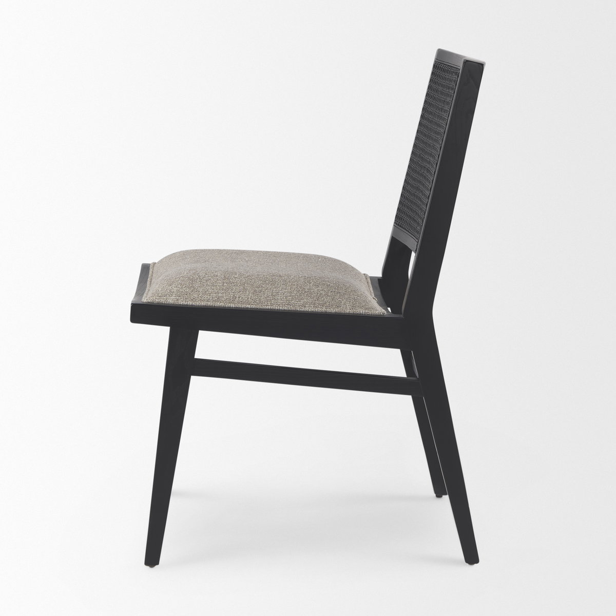 Wynn Cane Back Dining Side Chair | Beige Fabric with Black Wood, Dining Chair by Mercana, 20.47" length x 24.61" width x 34.06" height View 6