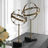 Realm Spherical Brass Sculptures Set Of 2, Decorative by Uttermost, 10.62" width x 21.5" height x 4.75" depth thumbnail 2