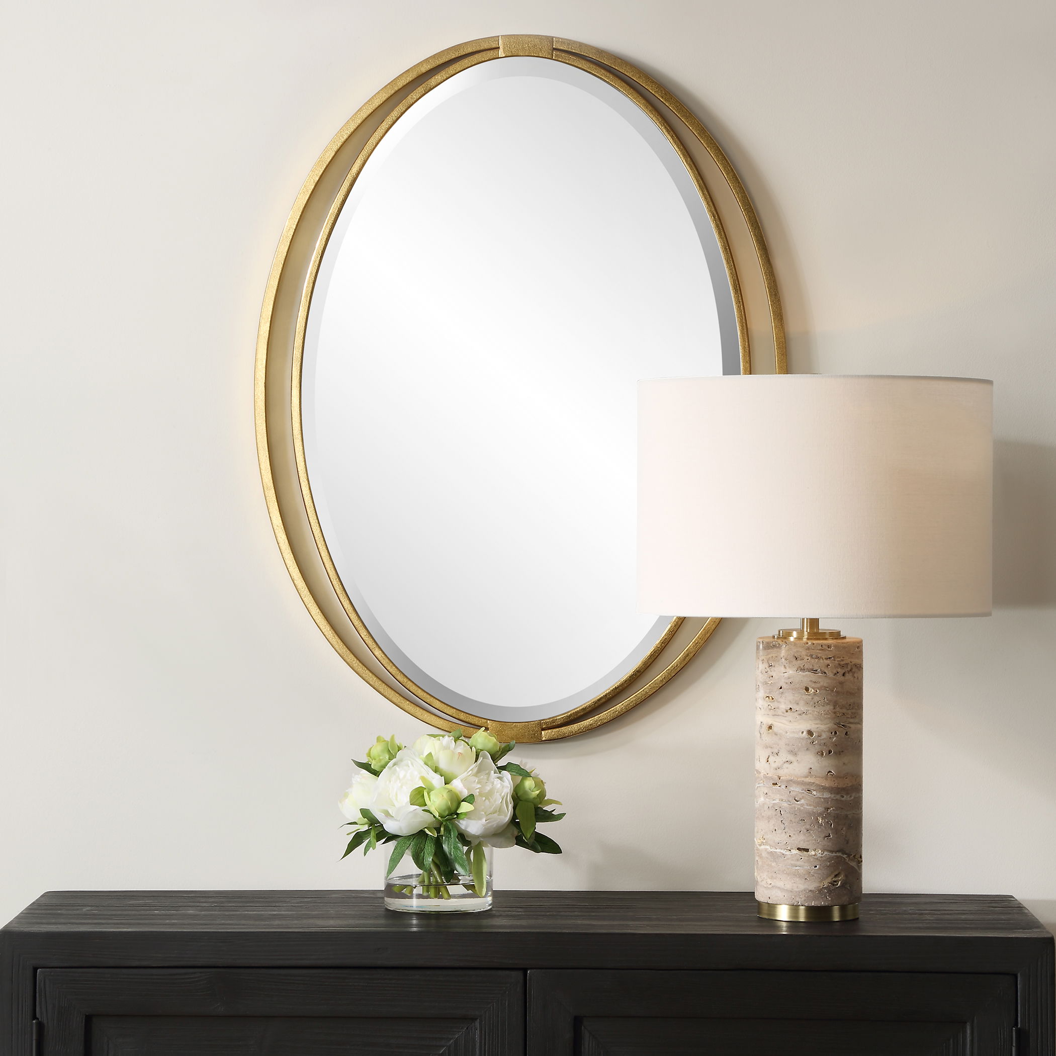 Rhodes Gold Oval Mirror large image 