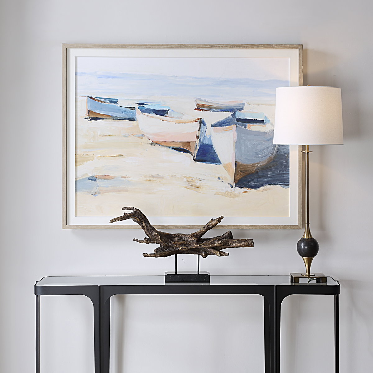 Beached Boats Framed Print, Painting by Uttermost, 43.87" width x 33.87" height x 2" depth View 2