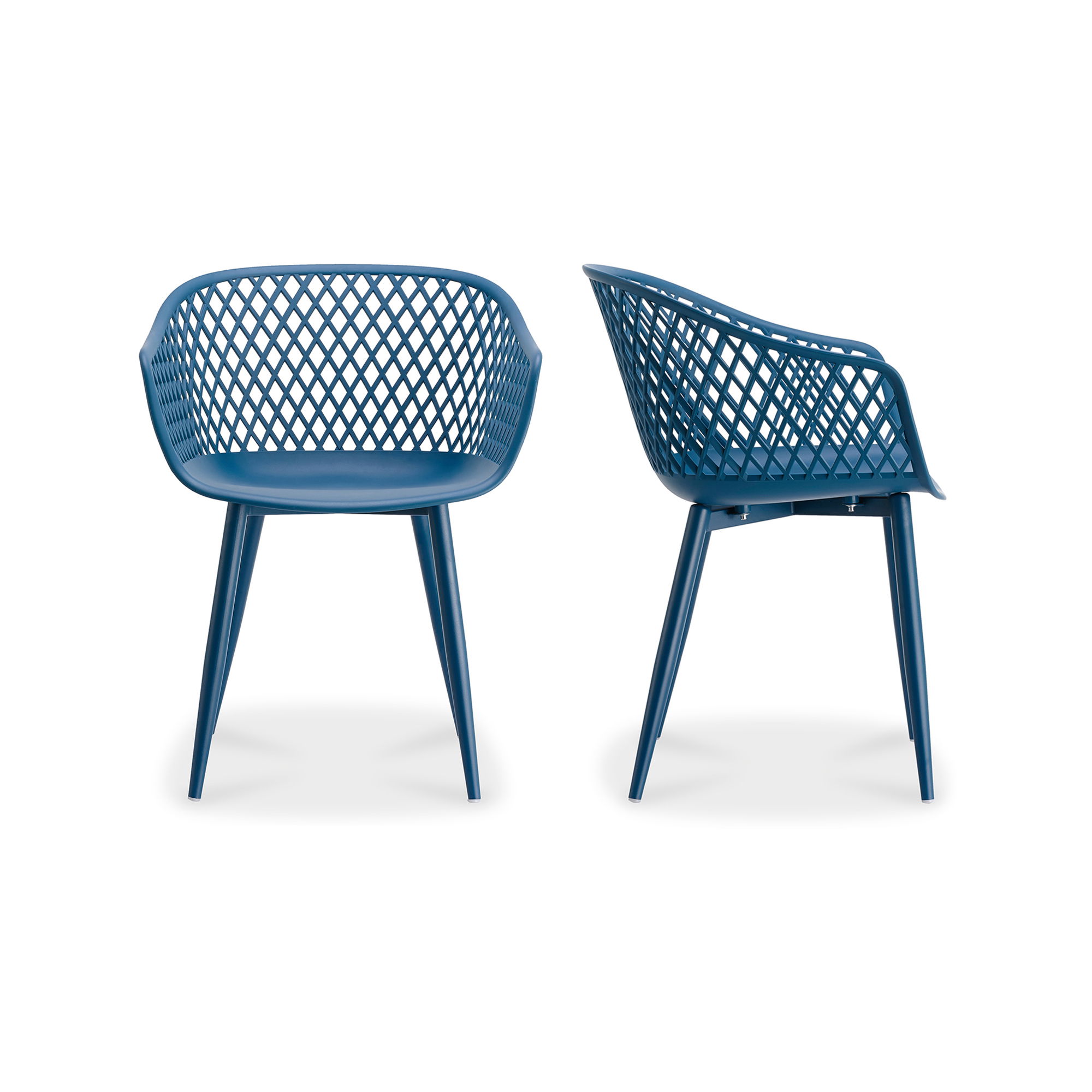Piazza Outdoor Chair Blue - Set Of Two, by Moe's Home, 1'11.5" width x 2'7.5" height x 1'10.5" depth View 1