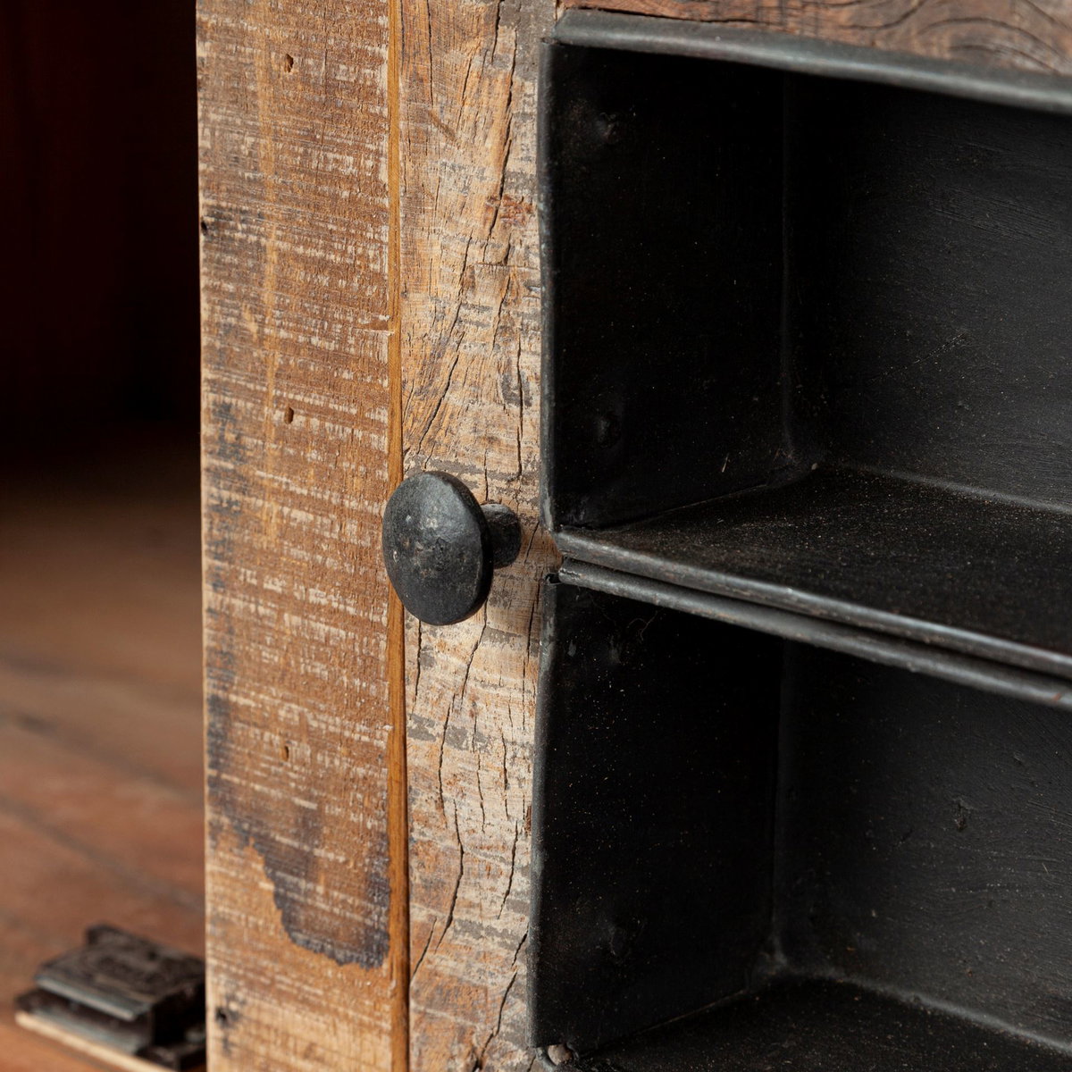 Wilton II Reclaimed Wood and Metal Media Console, by Mercana, 76" length x 19" width x 20" height View 5