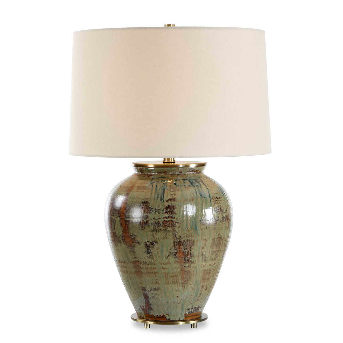 Olisa Brown Green Table Lamp, by Uttermost, 17" width x 25" height x 17" depth View 1