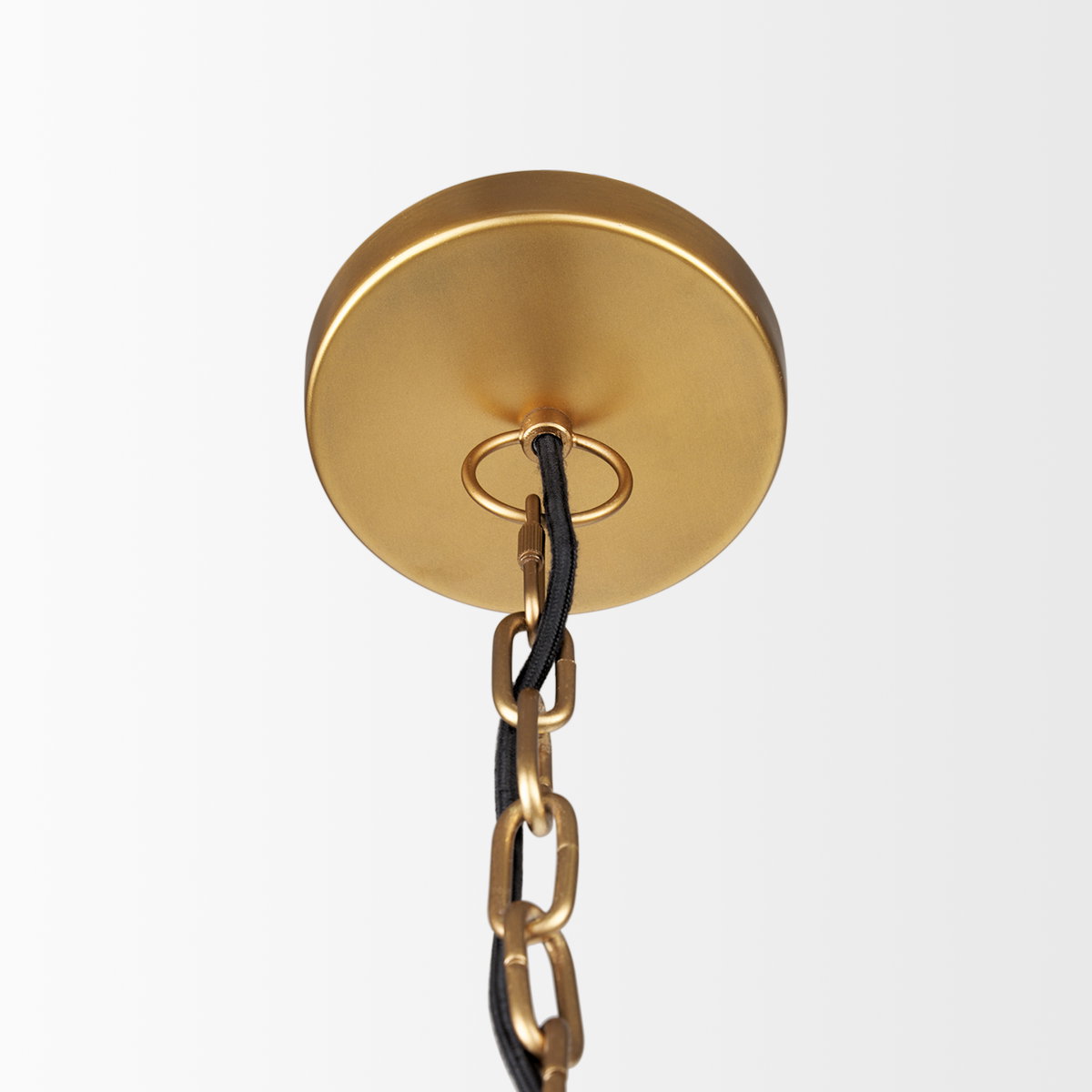 Karina 36' Round Brass-tone Hammered Metal Dome Pendant Light, by Mercana, 39" length x 39" width x 23" height View 5