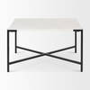 Lucas 30x30 White Marble Top Black Metal Base Coffee Table, by Mercana, 30" length x 30" width x 17" height thumbnail 4