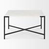 Lucas 30x30 White Marble Top Black Metal Base Coffee Table, by Mercana, 30" length x 30" width x 17" height thumbnail 4