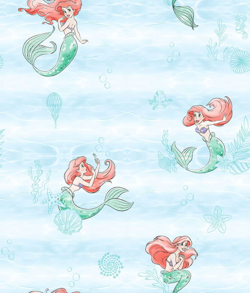 Disney The Little Mermaid Swim Teal Wallpaper