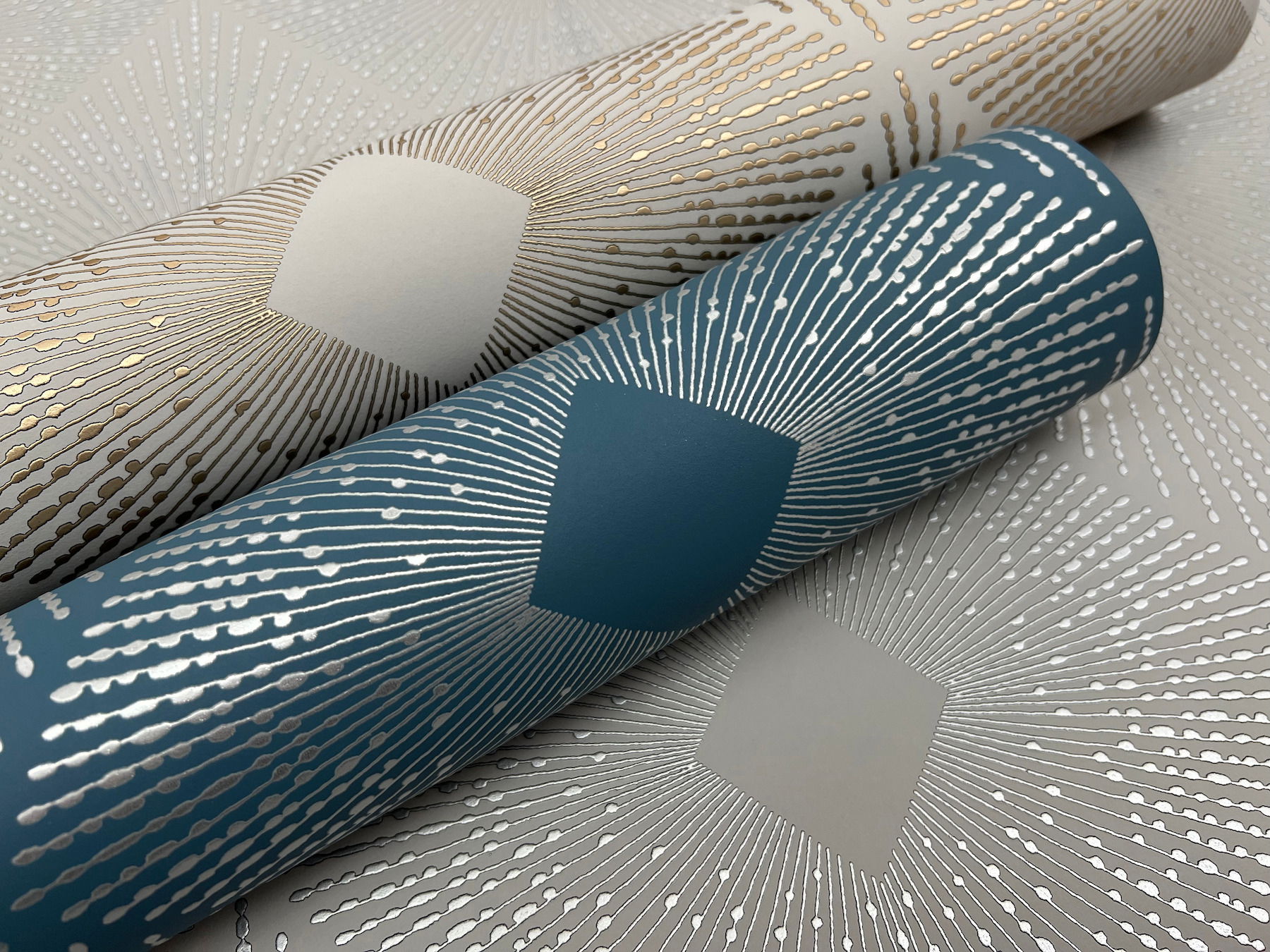 Harlowe Blue & Silver Wallpaper large image 