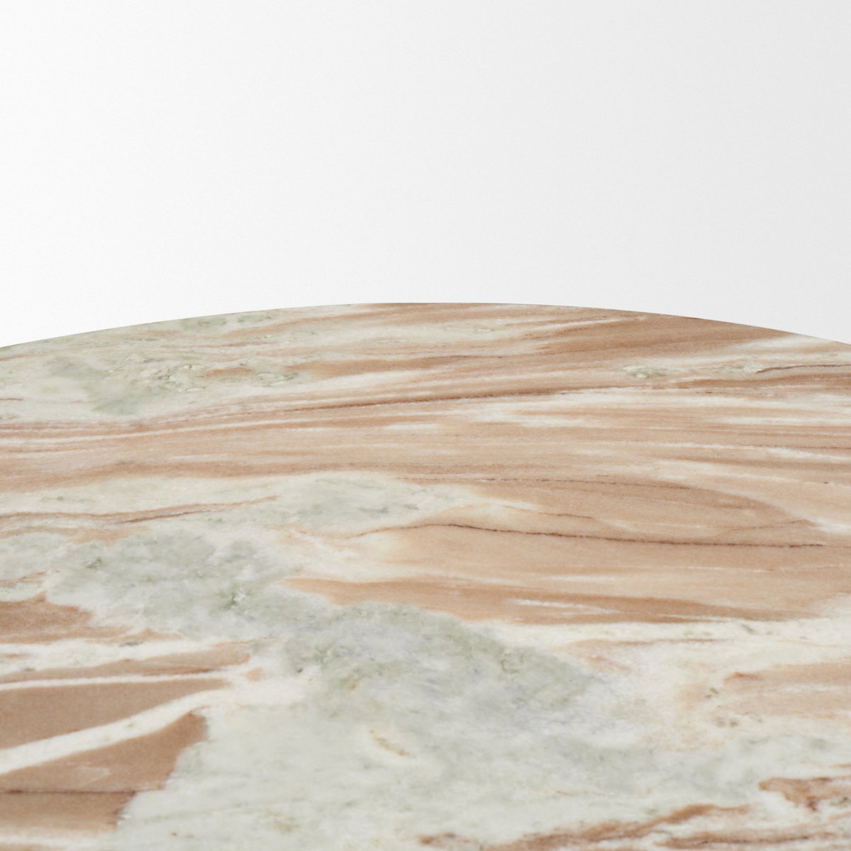 Allyson Round Brown Pedestal with Savar Pink Marble Top Coffee Table, by Mercana, 42" length x 42" width x 16" height View 9