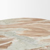 Allyson Round Brown Pedestal with Savar Pink Marble Top Coffee Table, by Mercana, 42" length x 42" width x 16" height thumbnail 9