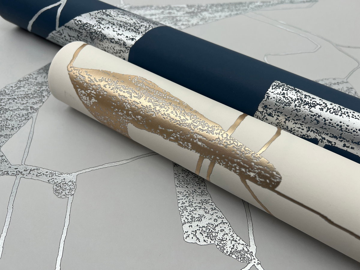 Abstract Geo Fog & Silver Wallpaper, by York Wall, 26'10.8" length x 2'3" width x 0.02" depth View 6