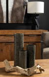Kona III Large Black/Gold Cylindrical Ceramic Vase, by Mercana, 4.53" length x 4.53" width x 14.96" height thumbnail 3