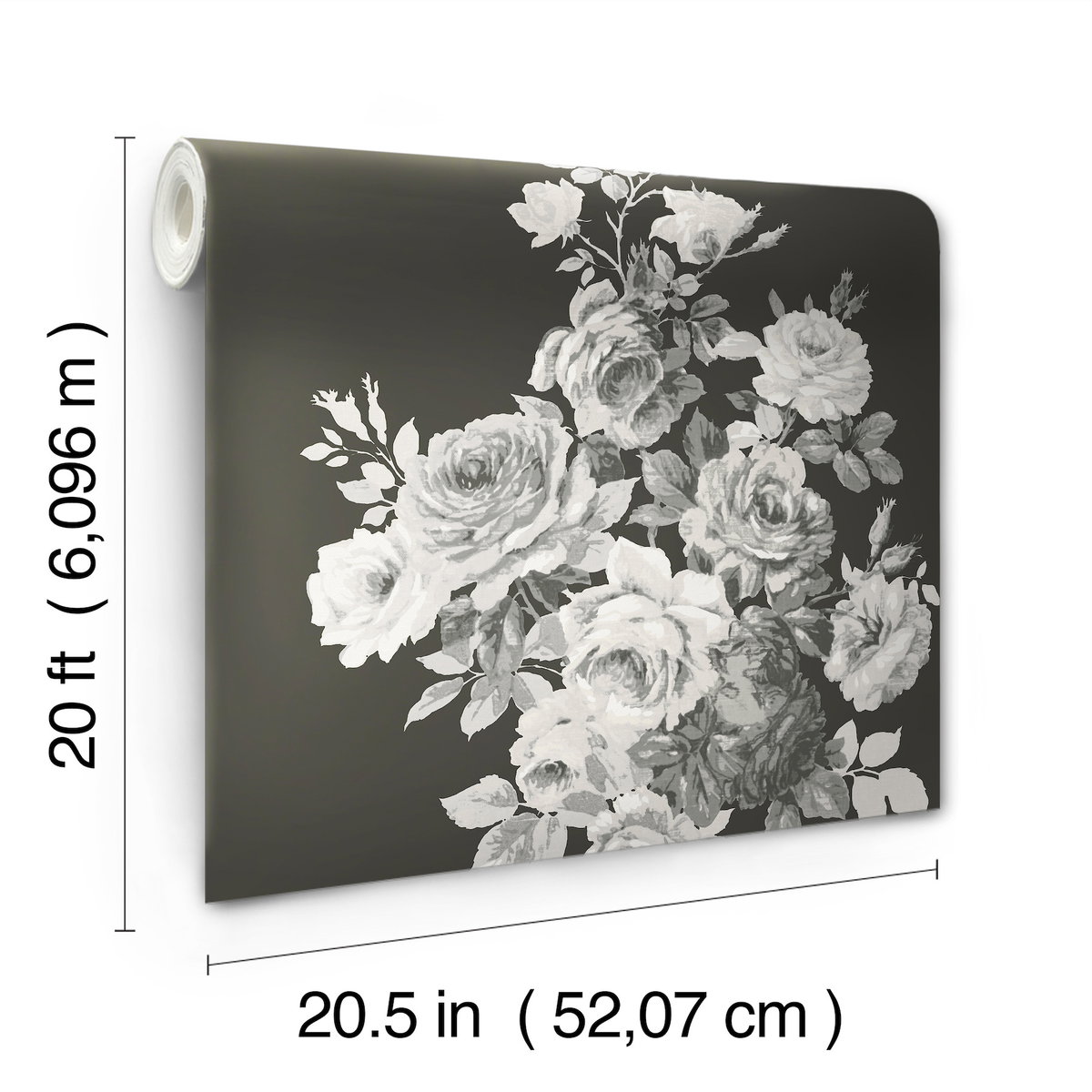 Magnolia Home Tea Rose Black & White Peel & Stick Wallpaper, by York Wall, 20' length x 1'8.5" width x 0.02" depth View 9