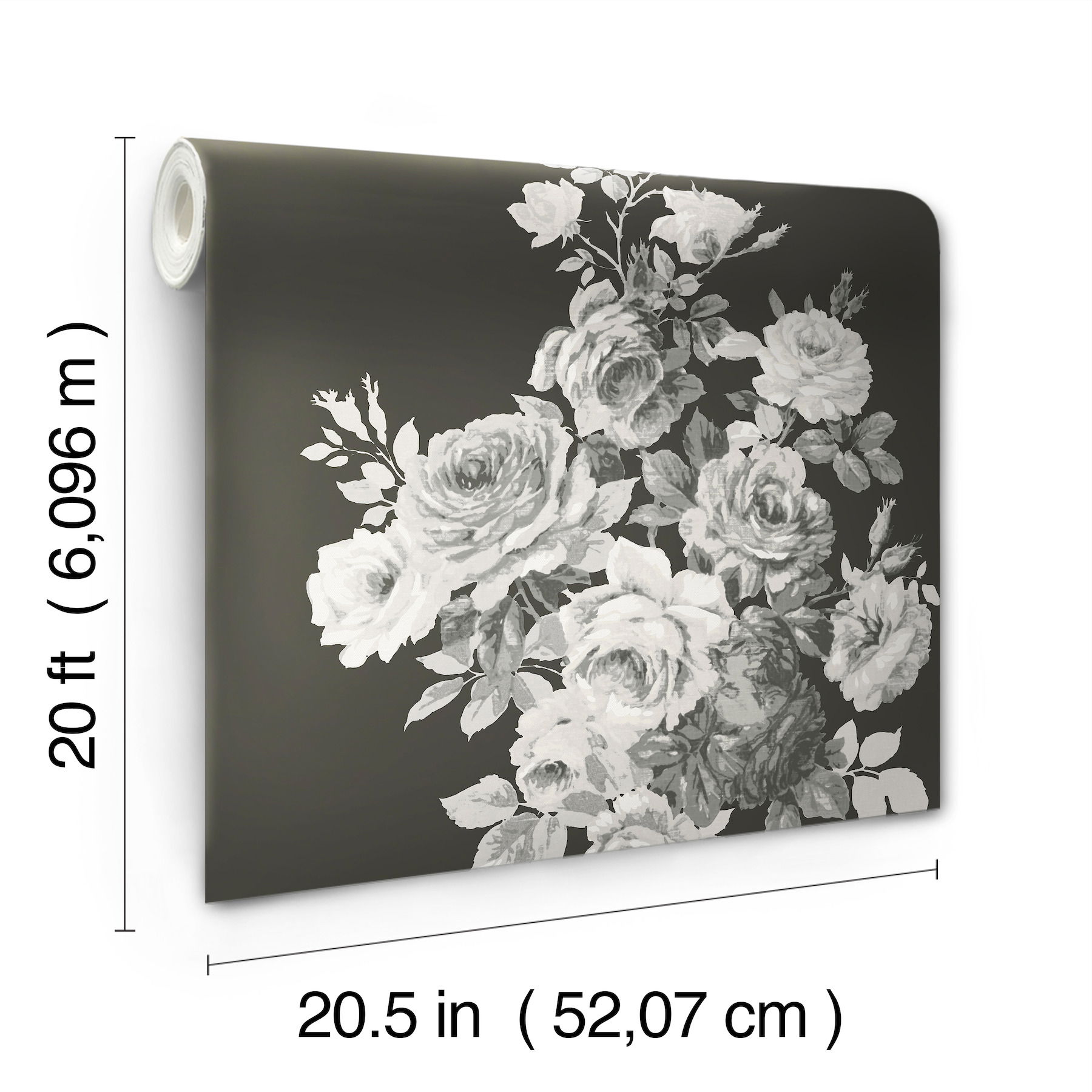 Magnolia Home Tea Rose Black & White Peel & Stick Wallpaper large image 