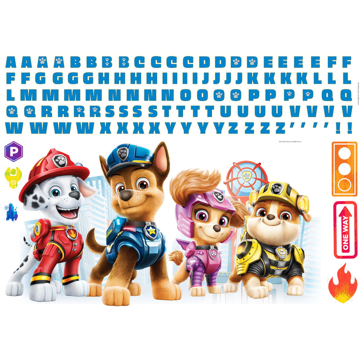 Paw Patrol Peel & Stick Giant Wall Decals With Alphabet, by York Wall, 3' length x 1'5.25" width x 0.74" depth