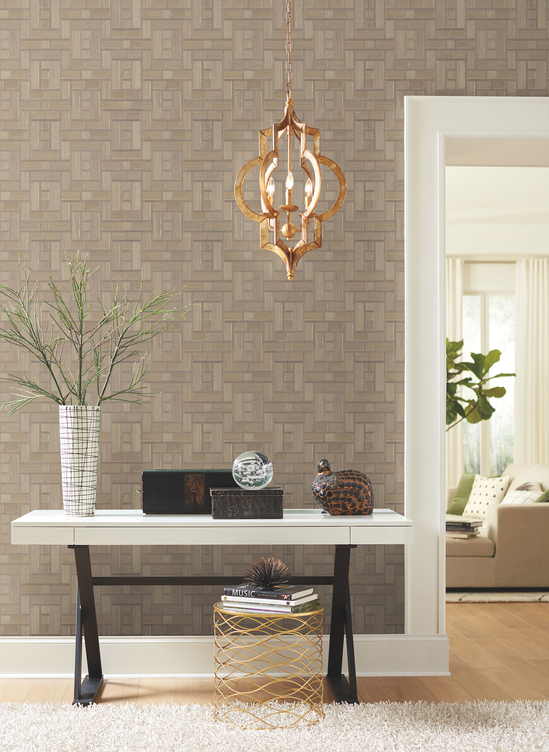 Teahouse Panel Grey Wallpaper large image 