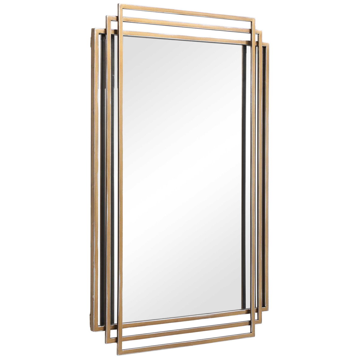 Amherst Brushed Gold Mirror, by Uttermost, 1'11.62" width x 3'0.5" height x 1.5" depth View 5
