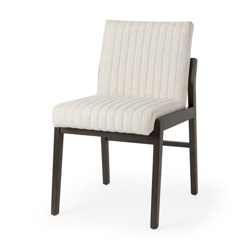 Tahoe Cream Fabric and Black-Brown Wood Dining Chair