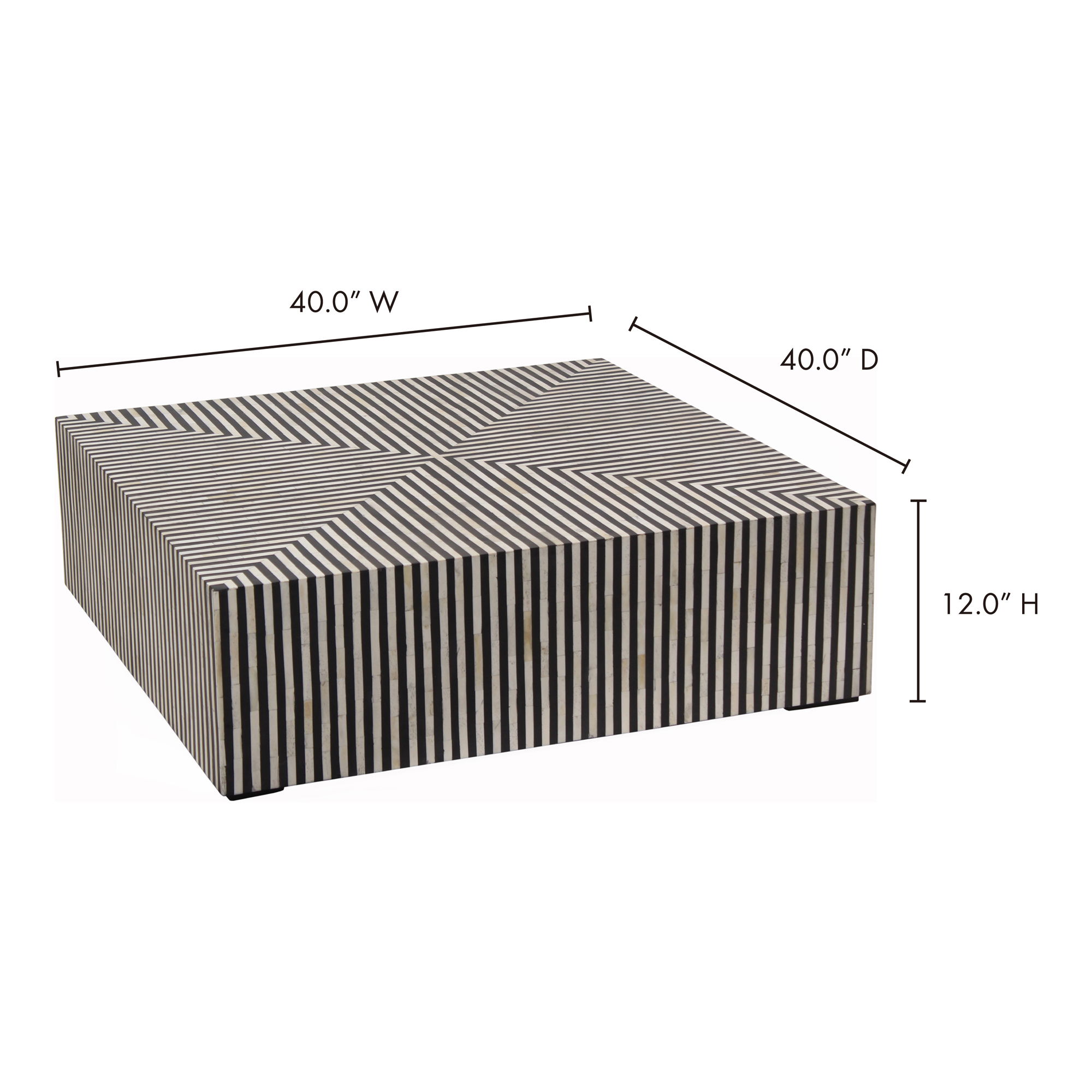 Terning Coffee Table Black And White, by Moe's Home, 40" width x 12" height x 40" depth View 7