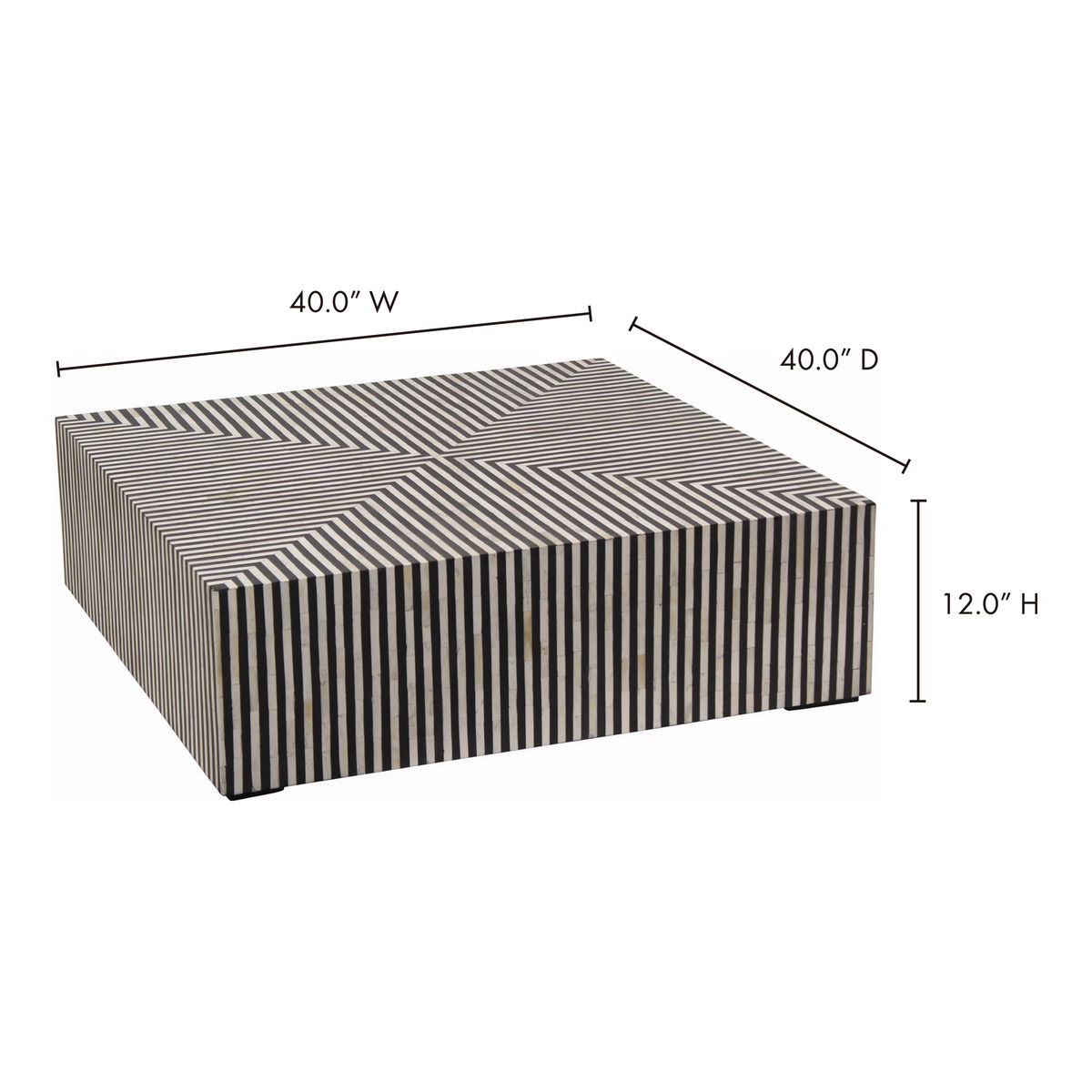 Terning Coffee Table Black And White, by Moe's Home, 40" width x 12" height x 40" depth View 7