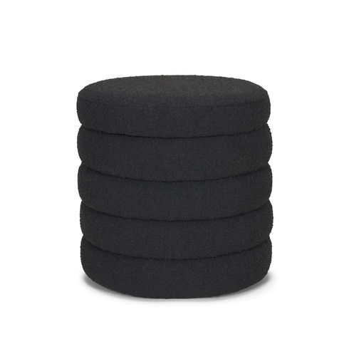 Elise Black Boucle Upholstered Storage Ottoman