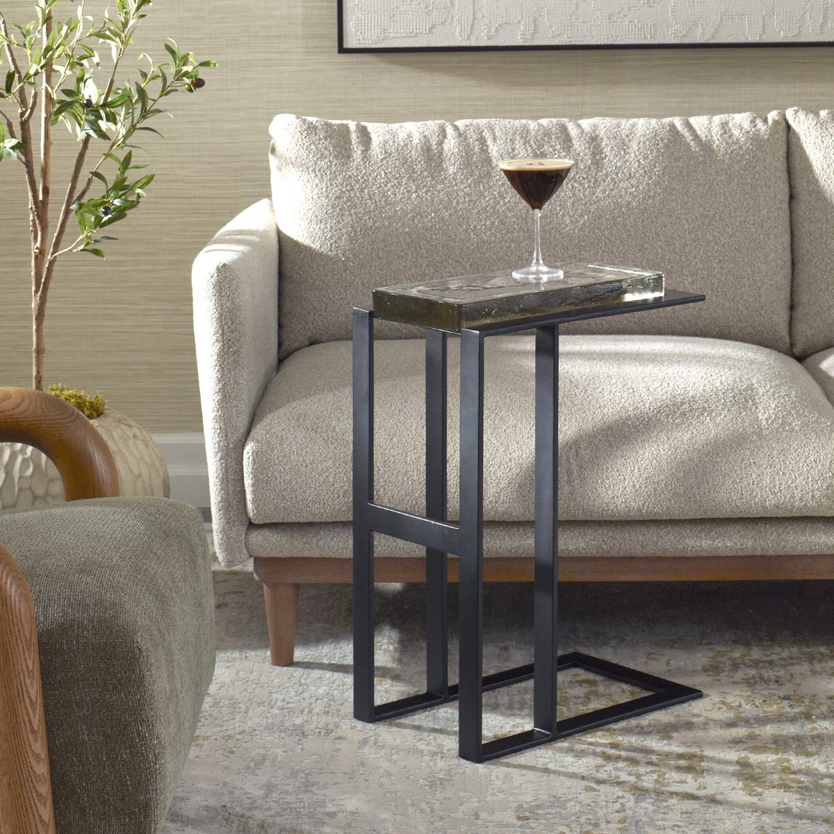 Soma Black Accent Table, Side & End Table by Uttermost, 18.1" width x 25.5" height x 11" depth View 2