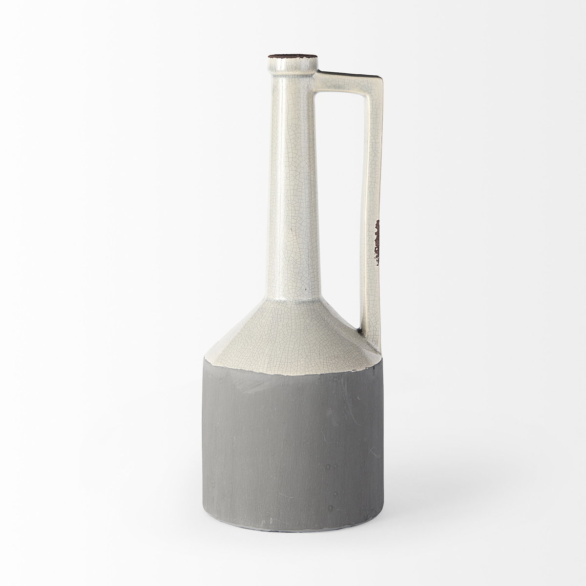 Burton 16.7H Large Two Tone Gray Ceramic Jug Vase, Decorative Jar by Mercana, 6.3" length x 6.3" width x 15.75" height View 5