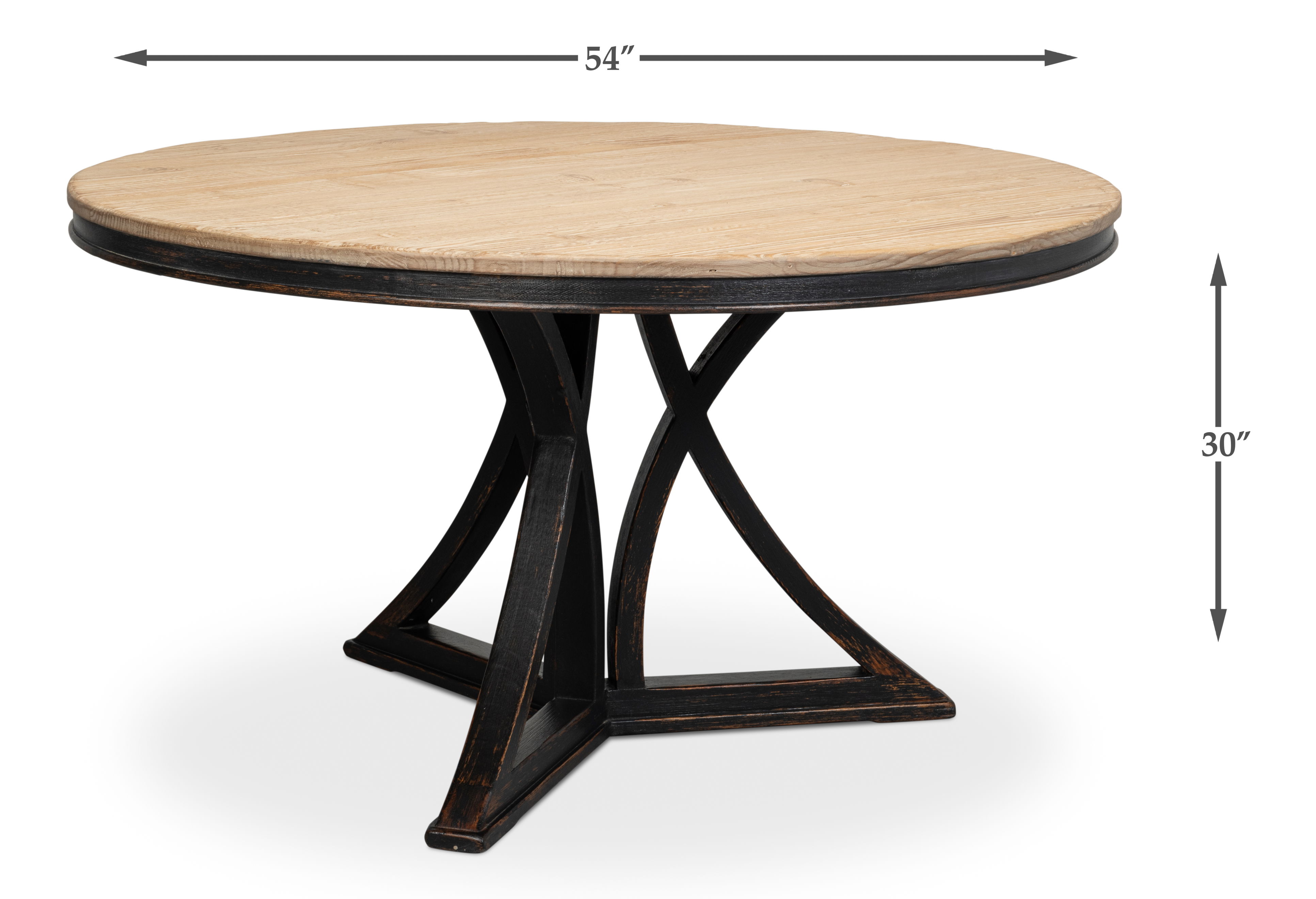 Flying Buttress Dining Table,Ant. Black, by Sarreid, 54" length x 54" width x 30" height View 13