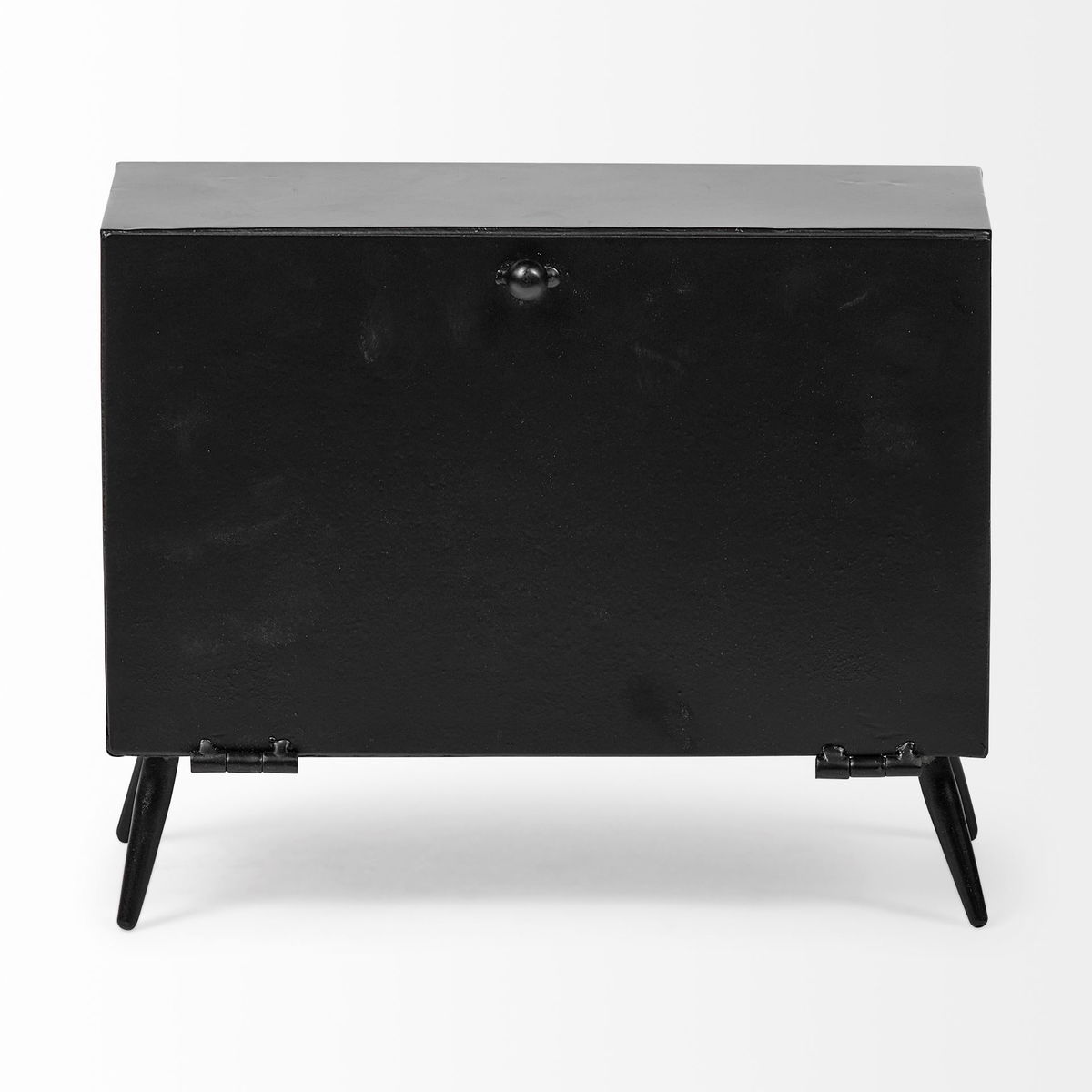 Lita Black Metal Rectangular Table Clock, by Mercana, 8.5" length x 4.13" width x 7.87" height View 8