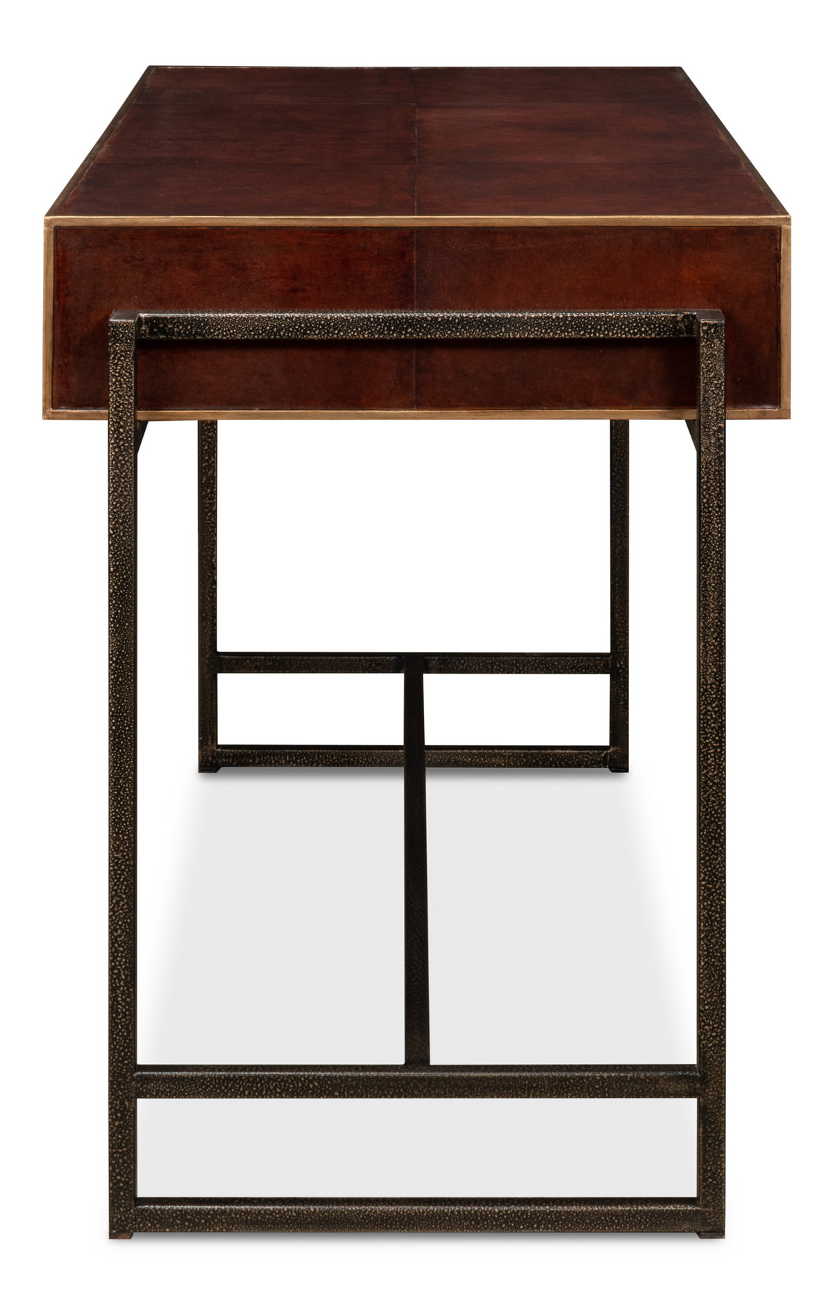 Old Brown Leather Desk, by Sarreid, 1'10" length x 4'1" width x 2'7" height View 4